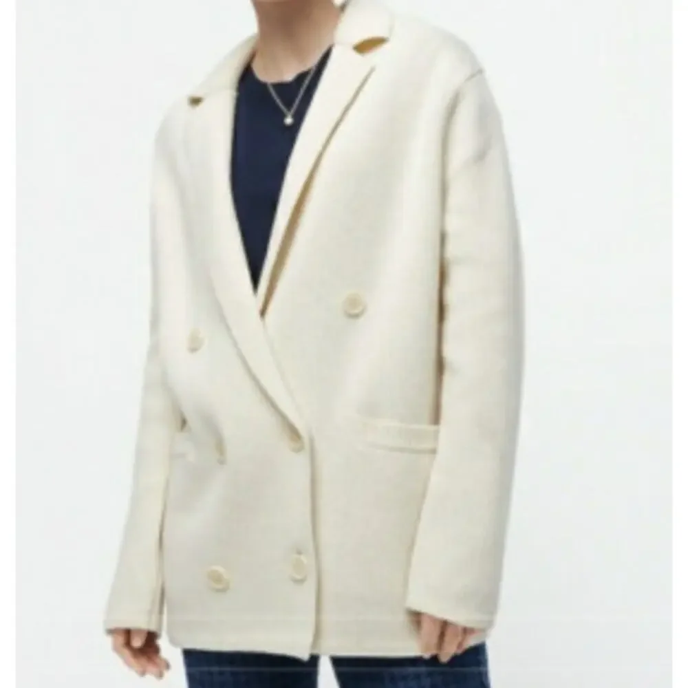 J Crew Double Breasted Sweater Blazer S White Cardi Oversized AF390 J.Crew Wool